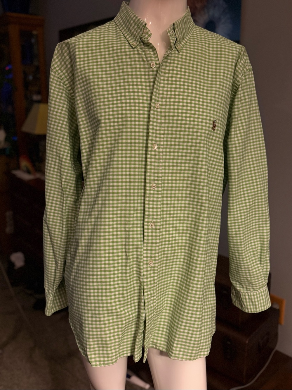 Polo by Ralph Lauren Light Green Gingham Button-Down Shirt